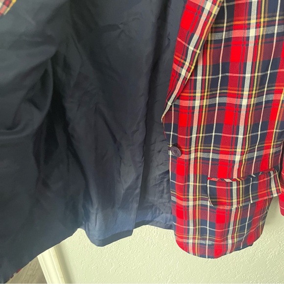 Pendleton Blazer Women's 4P Petite Red Tartan Plaid Preppy Americana Vintage 80s - Picture 7 of 9